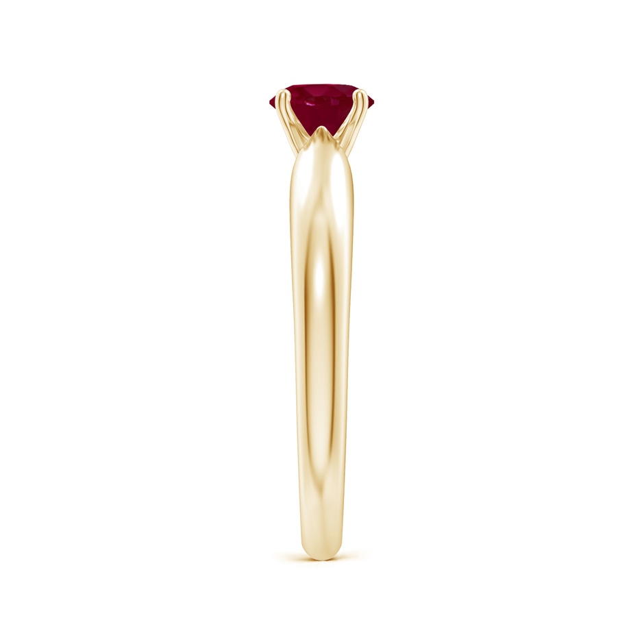 5mm A Solitaire Round Ruby Tapered Shank Ring in Yellow Gold side-2