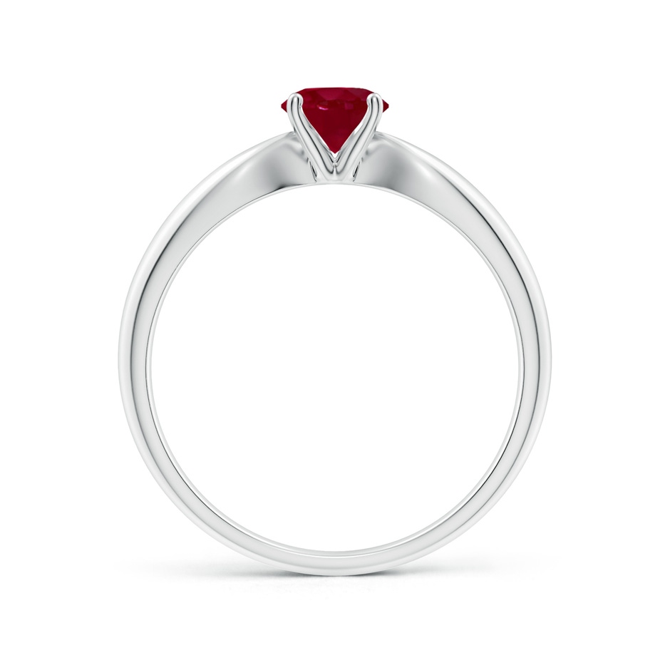 5mm AA Solitaire Round Ruby Tapered Shank Ring in P950 Platinum side-1