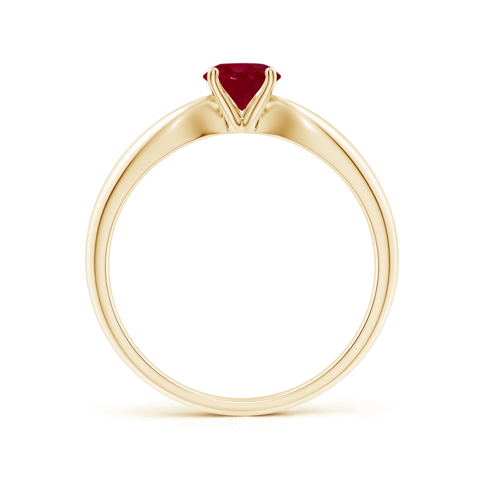 5mm AA Solitaire Round Ruby Tapered Shank Ring in Yellow Gold side-1