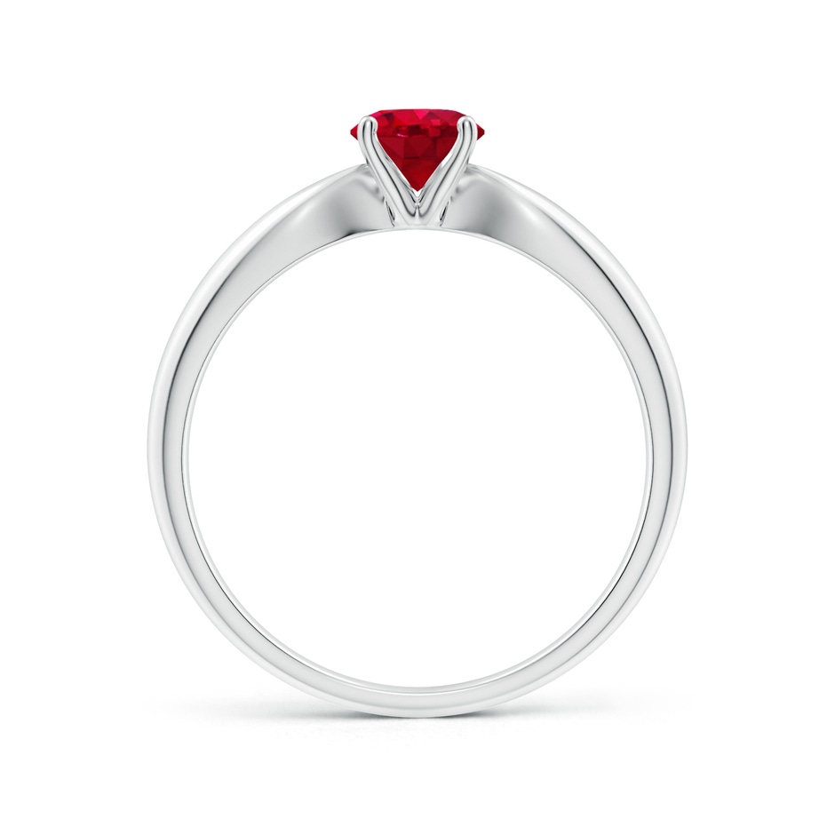 5mm AAA Solitaire Round Ruby Tapered Shank Ring in White Gold side-1