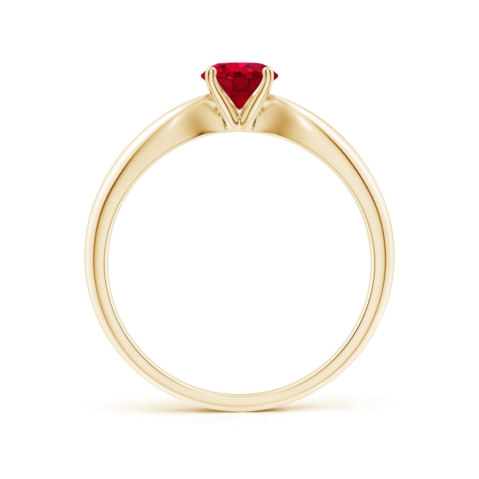 5mm AAA Solitaire Round Ruby Tapered Shank Ring in Yellow Gold side-1