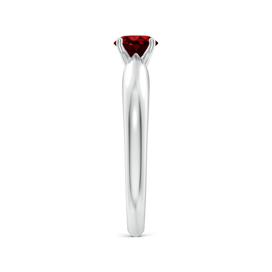 5mm Lab-Grown Solitaire Round Ruby Tapered Shank Ring in White Gold side-2