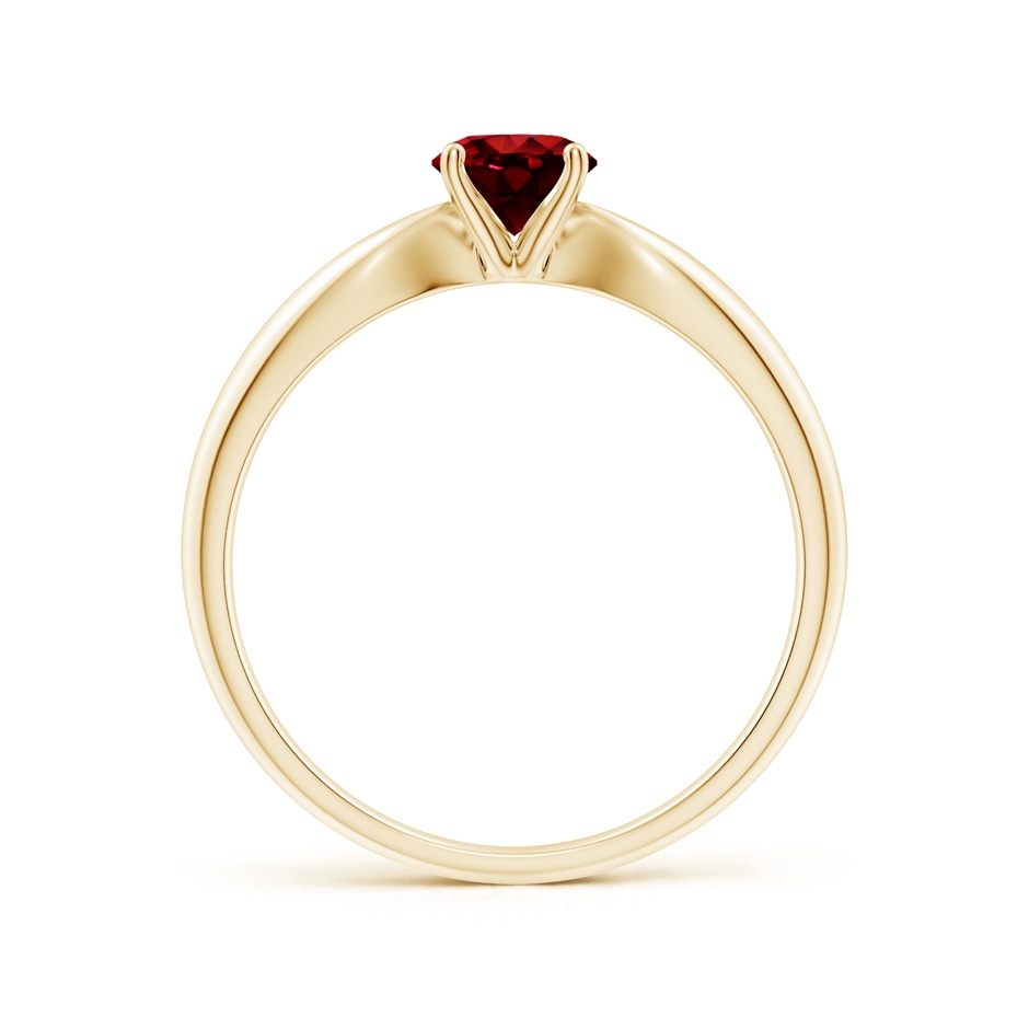 5mm Lab-Grown Solitaire Round Ruby Tapered Shank Ring in Yellow Gold side-1