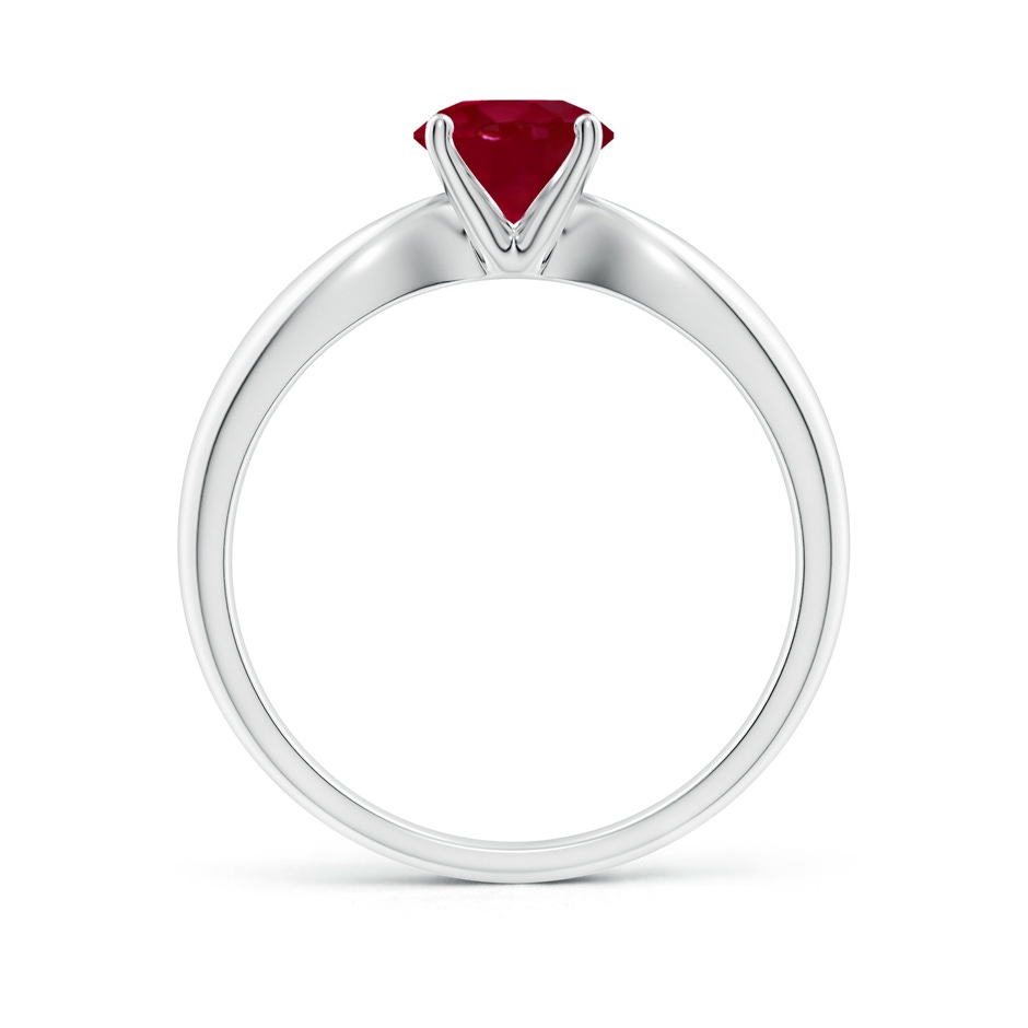 6mm AA Solitaire Round Ruby Tapered Shank Ring in P950 Platinum side-1