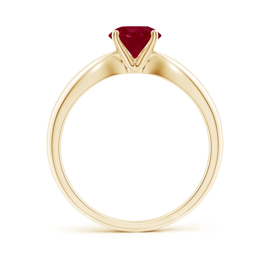 6mm AA Solitaire Round Ruby Tapered Shank Ring in Yellow Gold side-1
