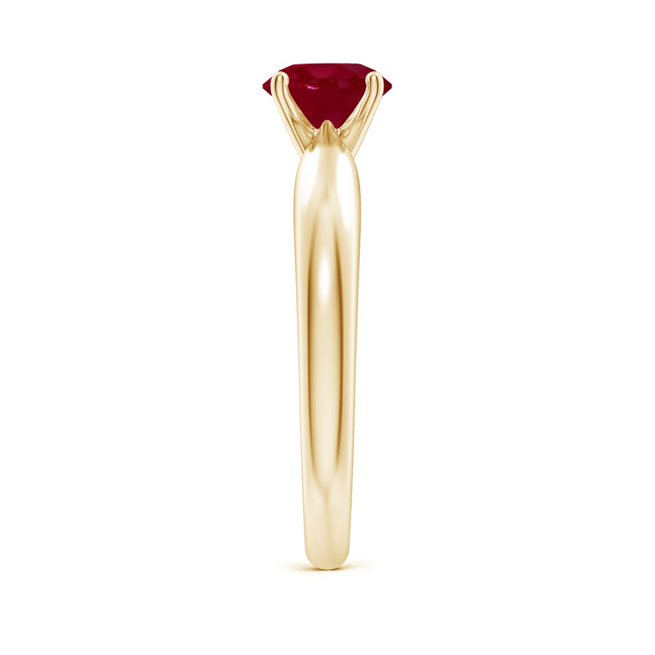 6mm AA Solitaire Round Ruby Tapered Shank Ring in Yellow Gold side-2