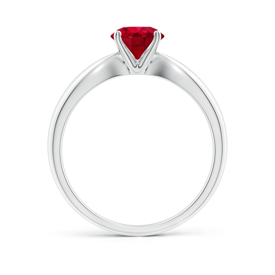 6mm AAA Solitaire Round Ruby Tapered Shank Ring in P950 Platinum side-1