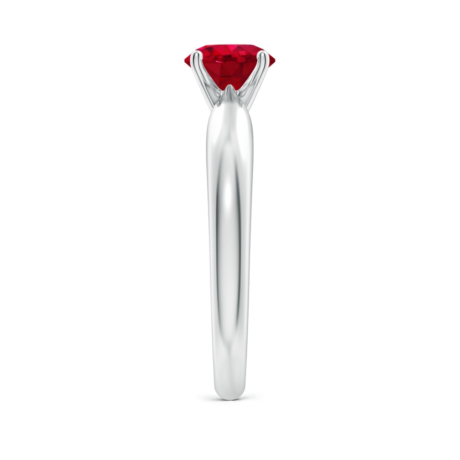 6mm AAA Solitaire Round Ruby Tapered Shank Ring in P950 Platinum side-2