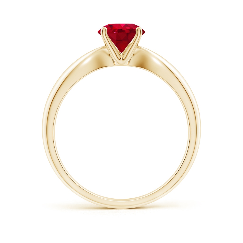 6mm AAA Solitaire Round Ruby Tapered Shank Ring in Yellow Gold Side-1