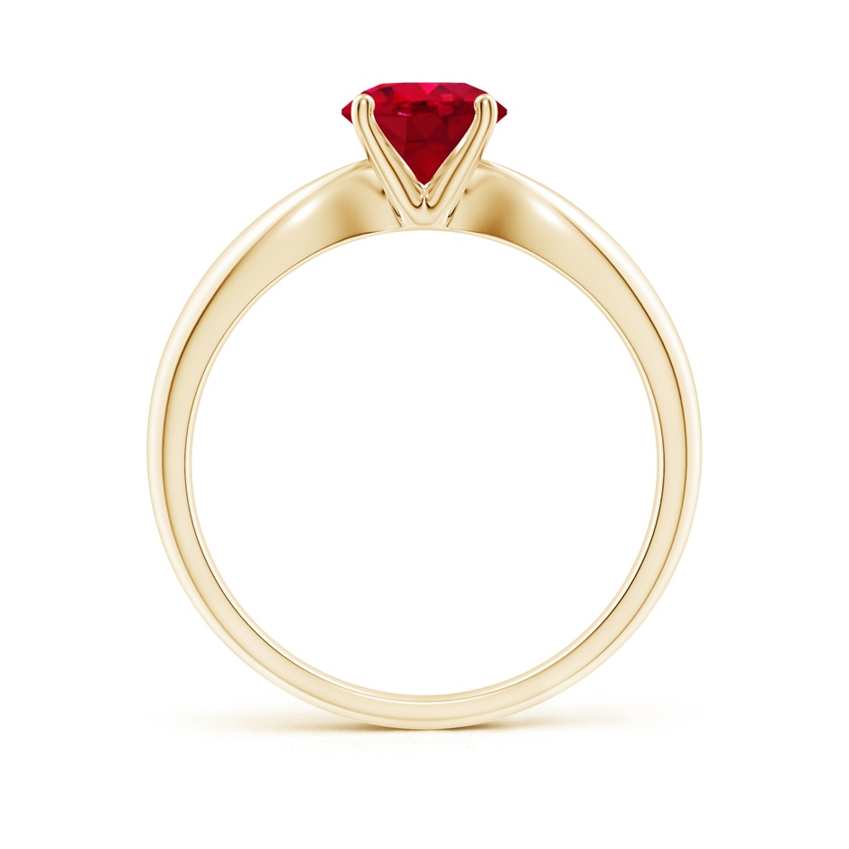 6mm AAA Solitaire Round Ruby Tapered Shank Ring in Yellow Gold side-1