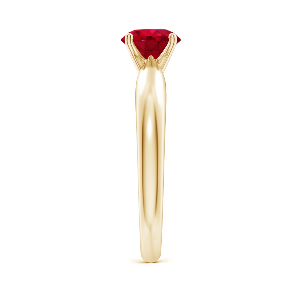 6mm AAA Solitaire Round Ruby Tapered Shank Ring in Yellow Gold Side-2