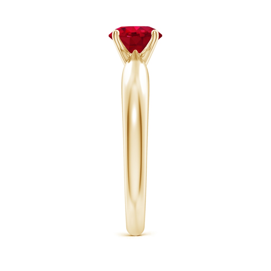 6mm AAA Solitaire Round Ruby Tapered Shank Ring in Yellow Gold side-2