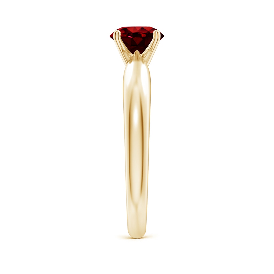 6mm Lab-Grown Solitaire Round Ruby Tapered Shank Ring in Yellow Gold side-2