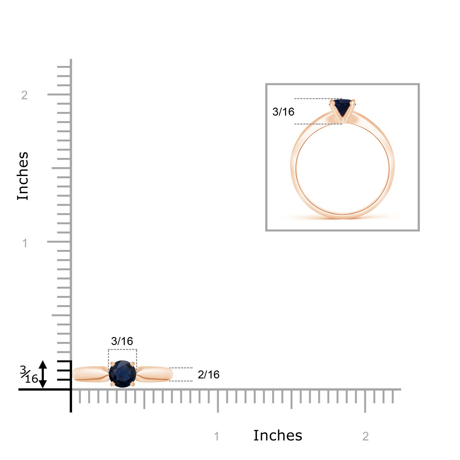 A - Blue Sapphire / 0.6 CT / 14 KT Rose Gold