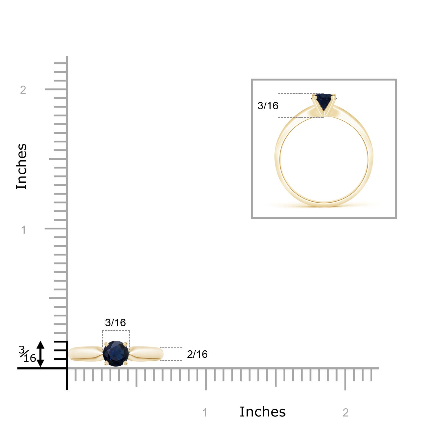 A - Blue Sapphire / 0.6 CT / 14 KT Yellow Gold