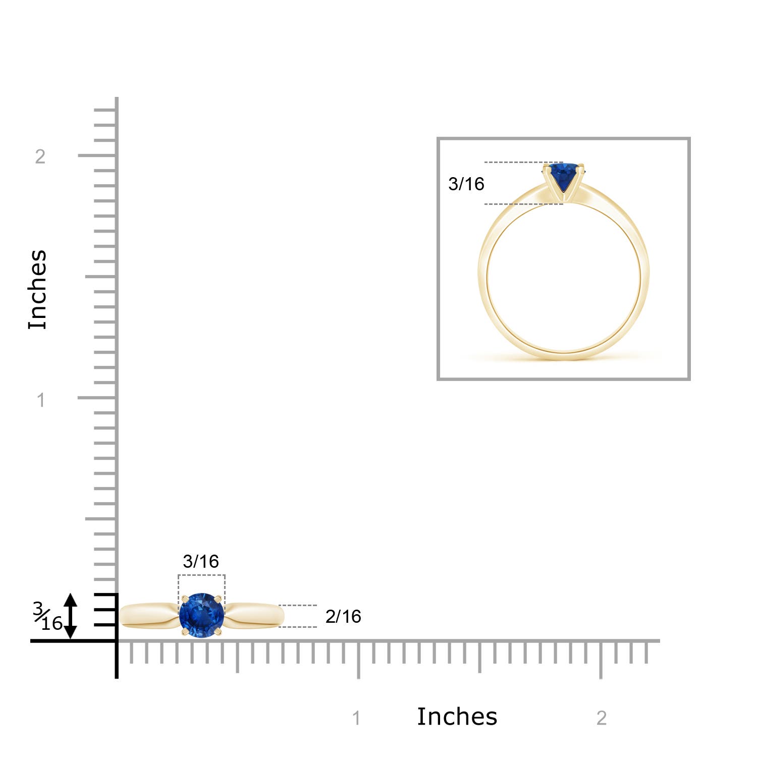 AAA - Blue Sapphire / 0.6 CT / 14 KT Yellow Gold