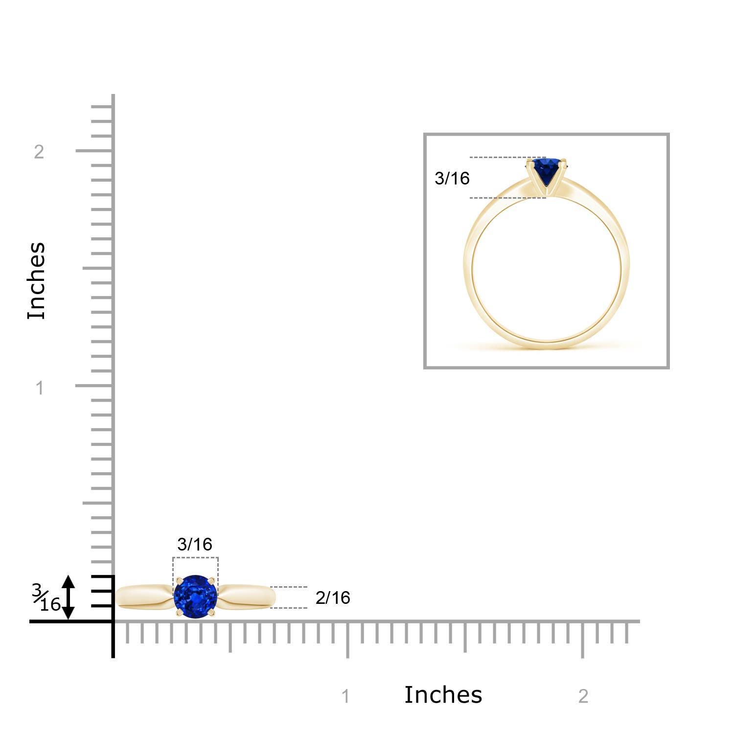 AAAA - Blue Sapphire / 0.6 CT / 14 KT Yellow Gold