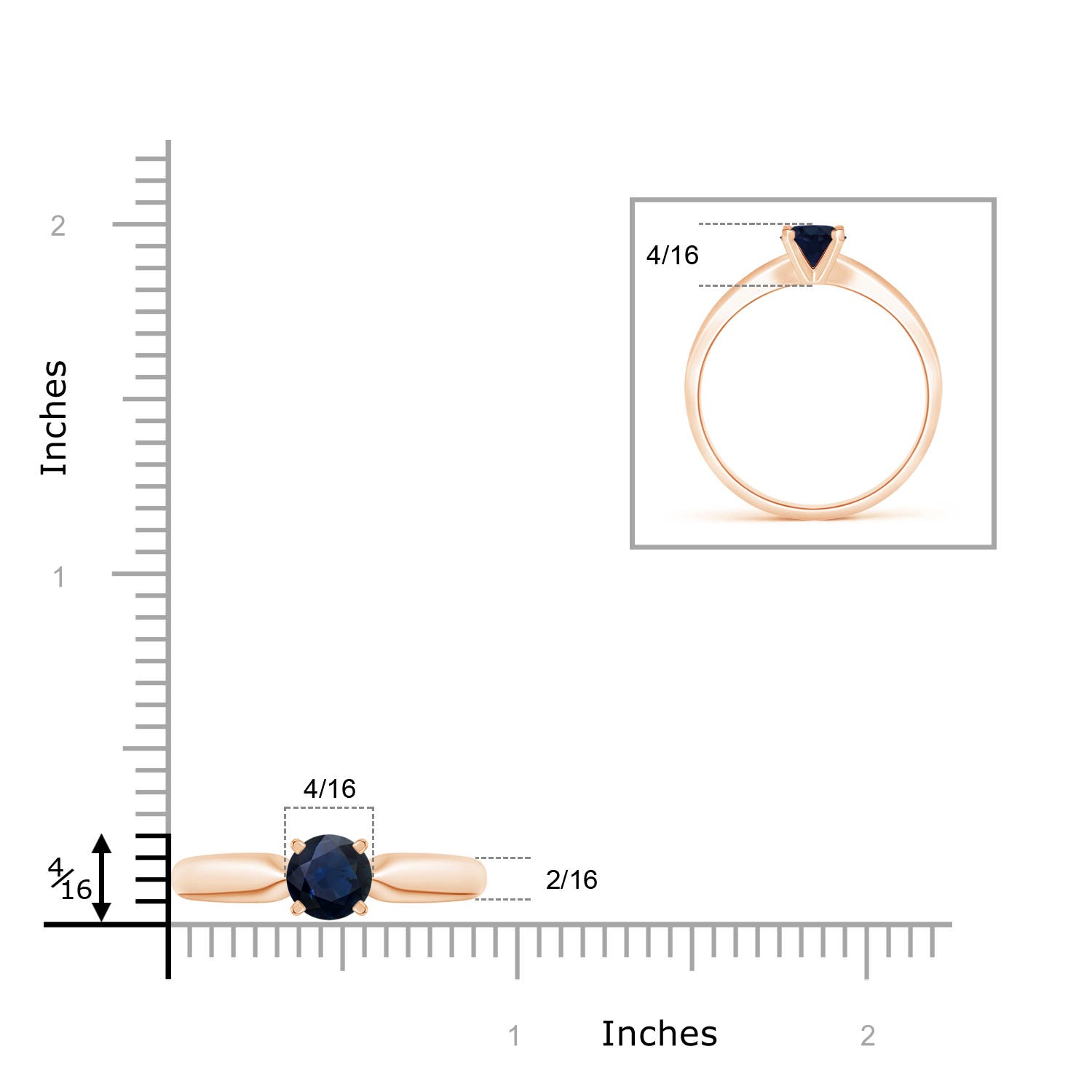 A - Blue Sapphire / 1 CT / 14 KT Rose Gold