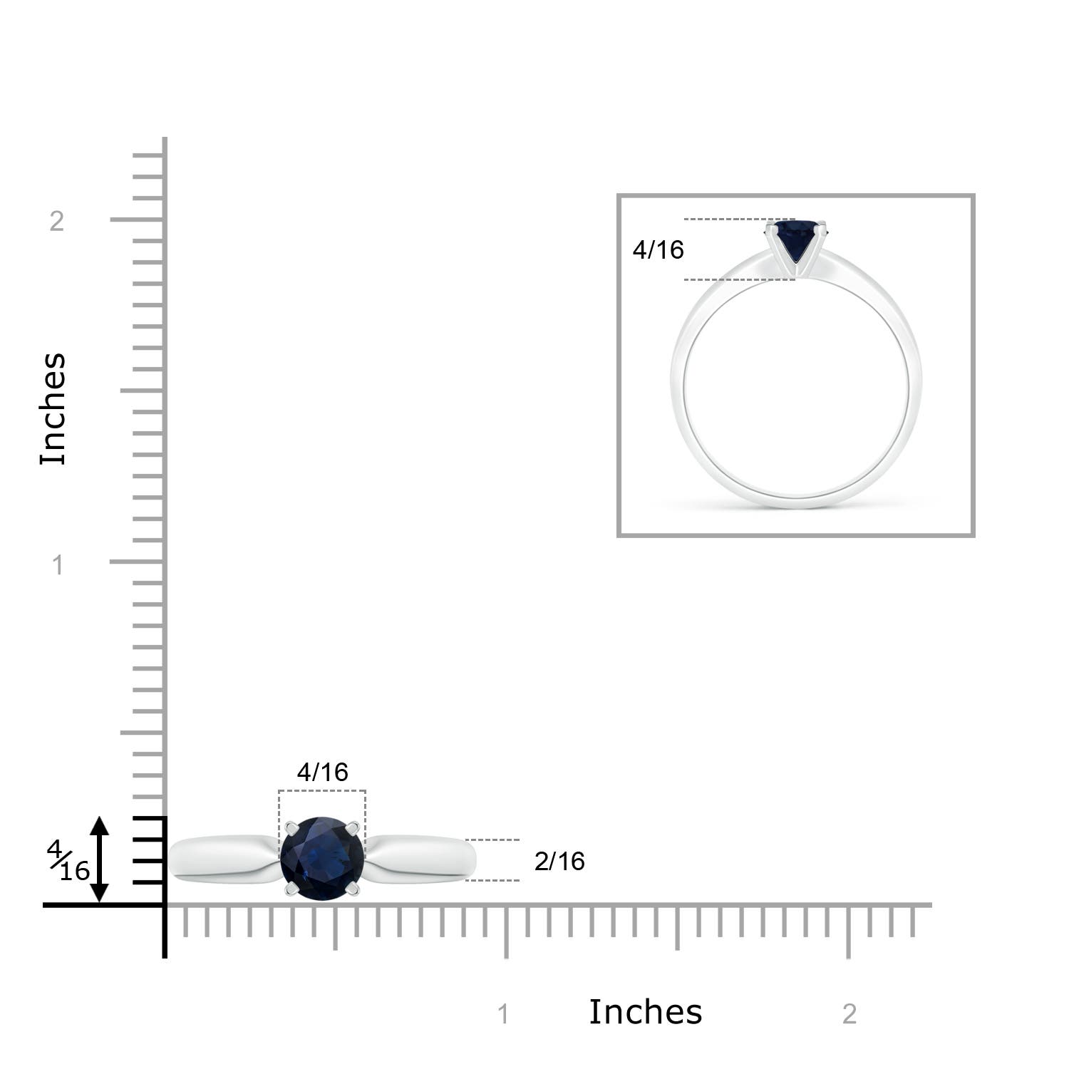 A - Blue Sapphire / 1 CT / 14 KT White Gold