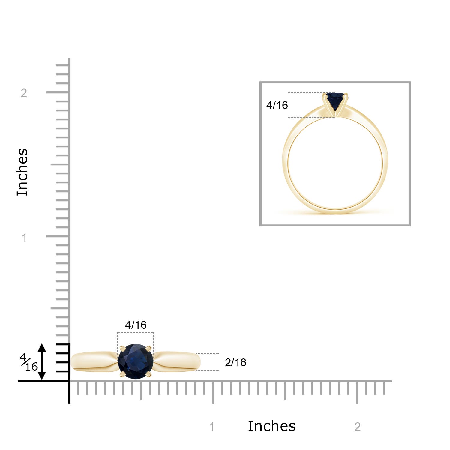 A - Blue Sapphire / 1 CT / 14 KT Yellow Gold