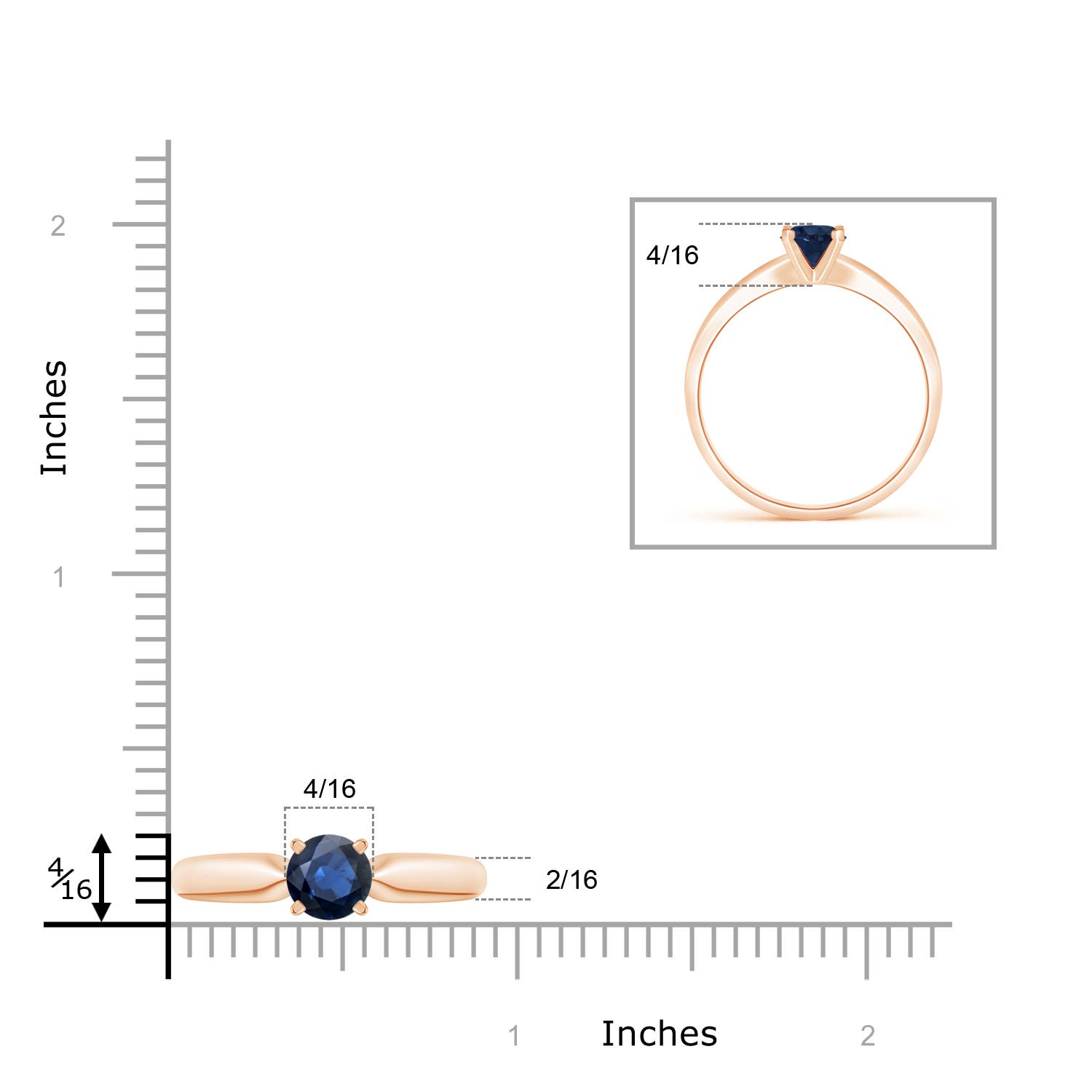 AA - Blue Sapphire / 1 CT / 14 KT Rose Gold