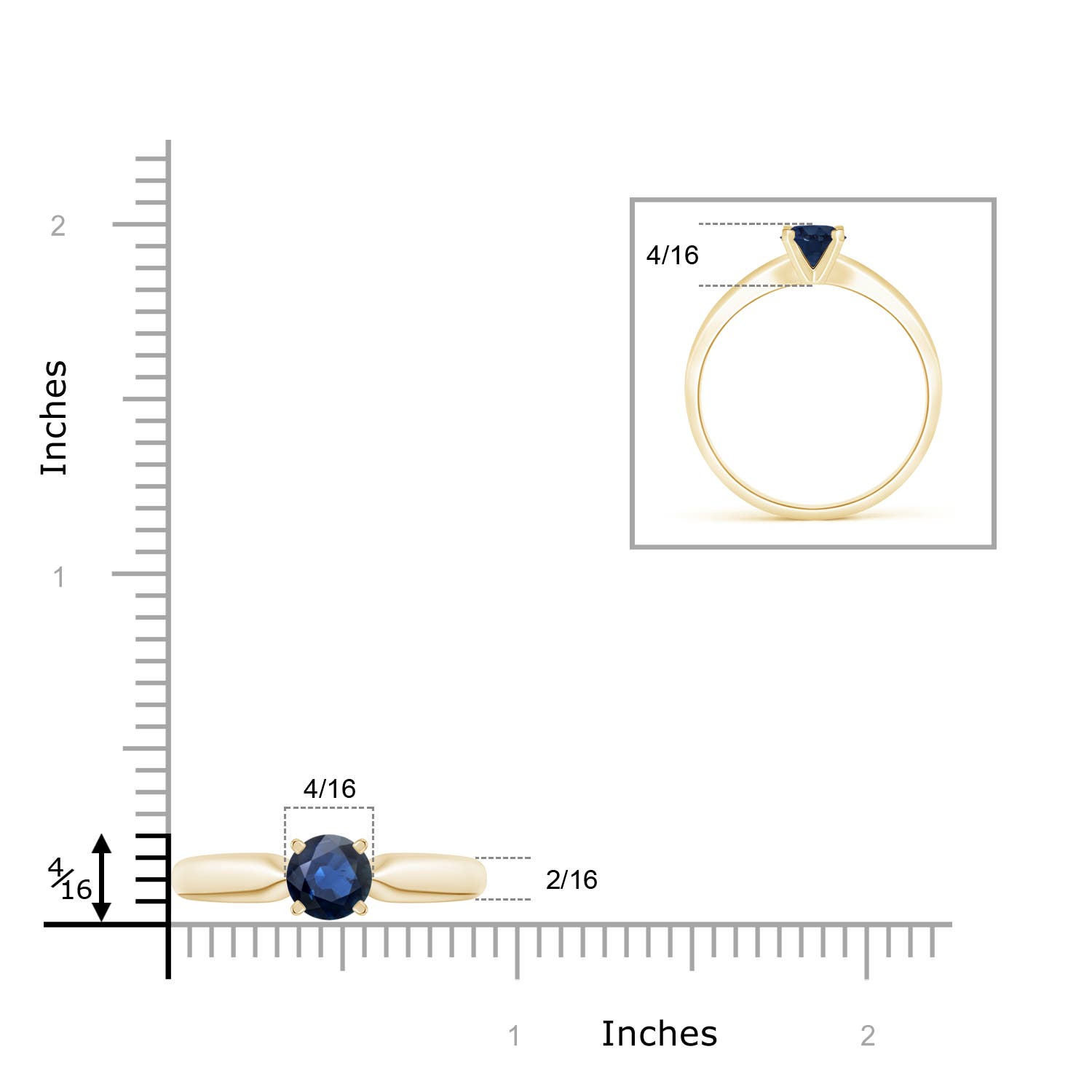 AA - Blue Sapphire / 1 CT / 14 KT Yellow Gold