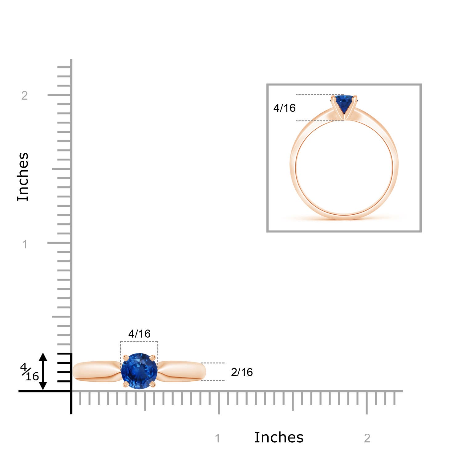 AAA - Blue Sapphire / 1 CT / 14 KT Rose Gold