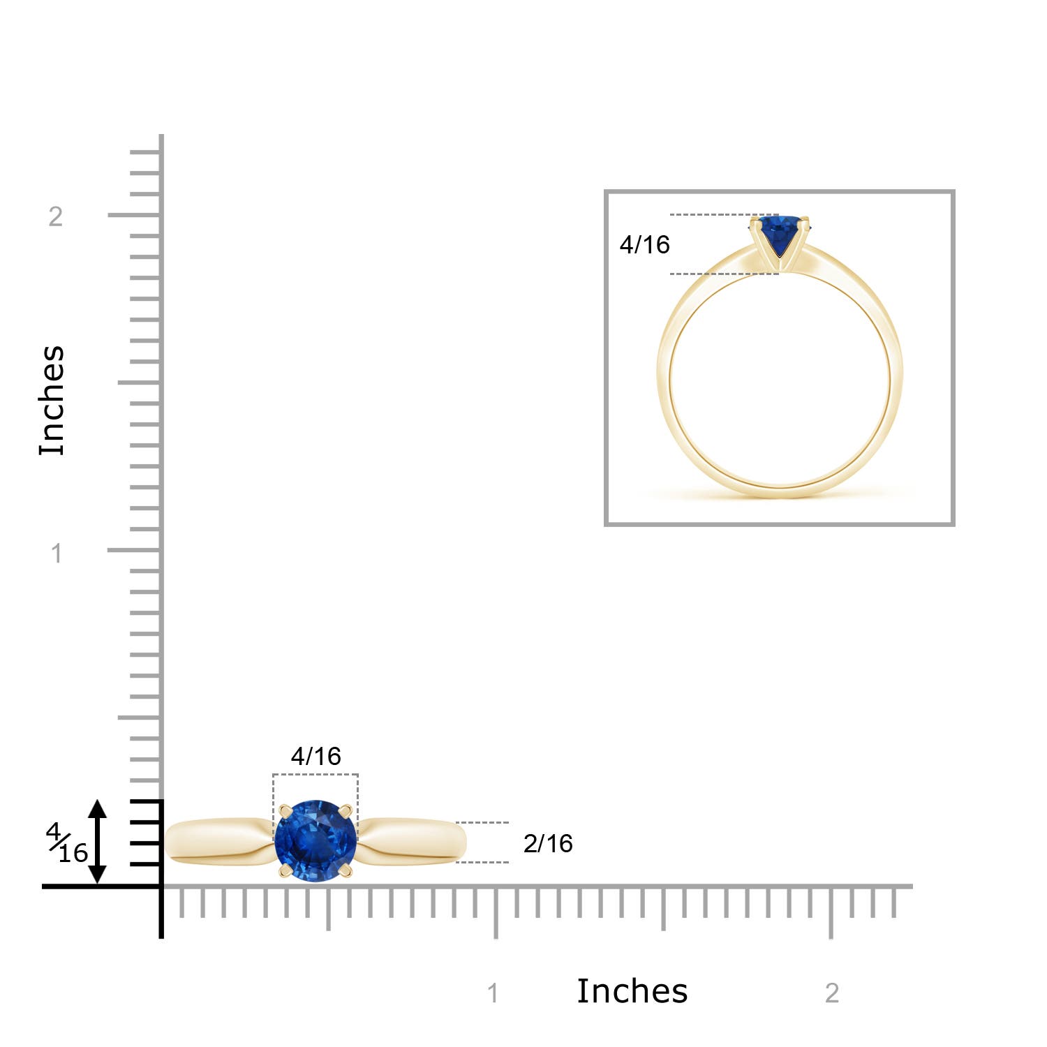 AAA - Blue Sapphire / 1 CT / 14 KT Yellow Gold