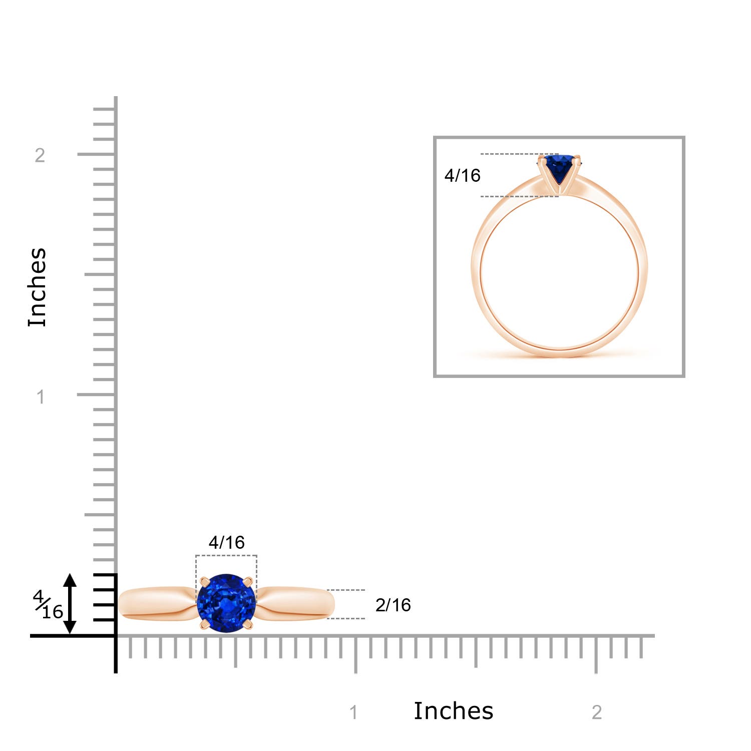 AAAA - Blue Sapphire / 1 CT / 14 KT Rose Gold