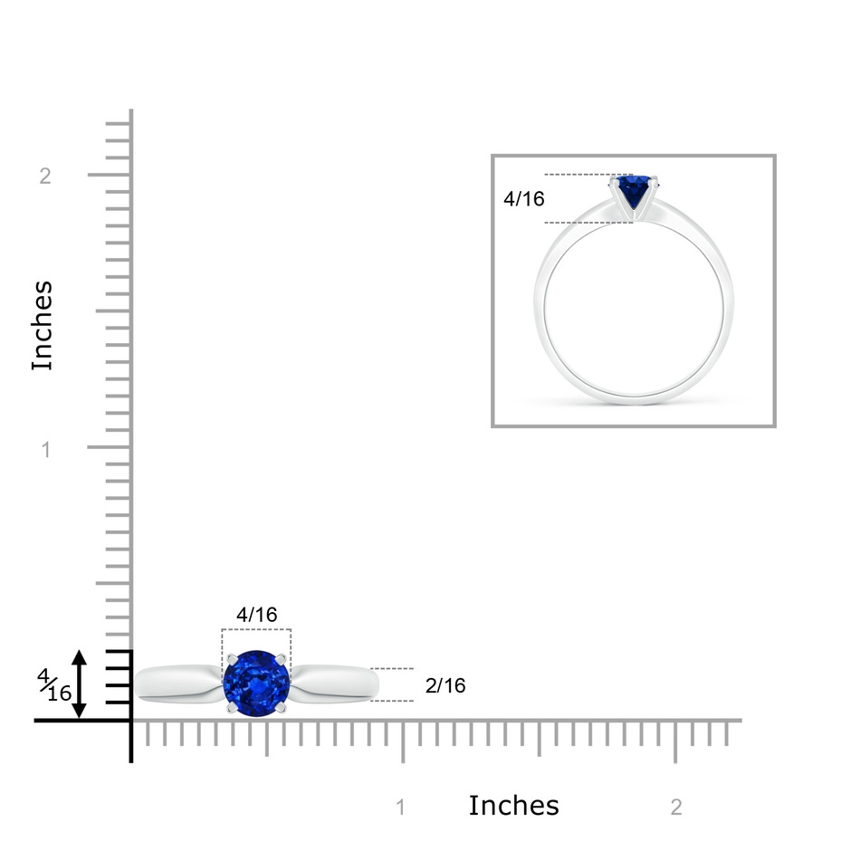 6mm AAAA Solitaire Round Sapphire Tapered Shank Ring in White Gold product image