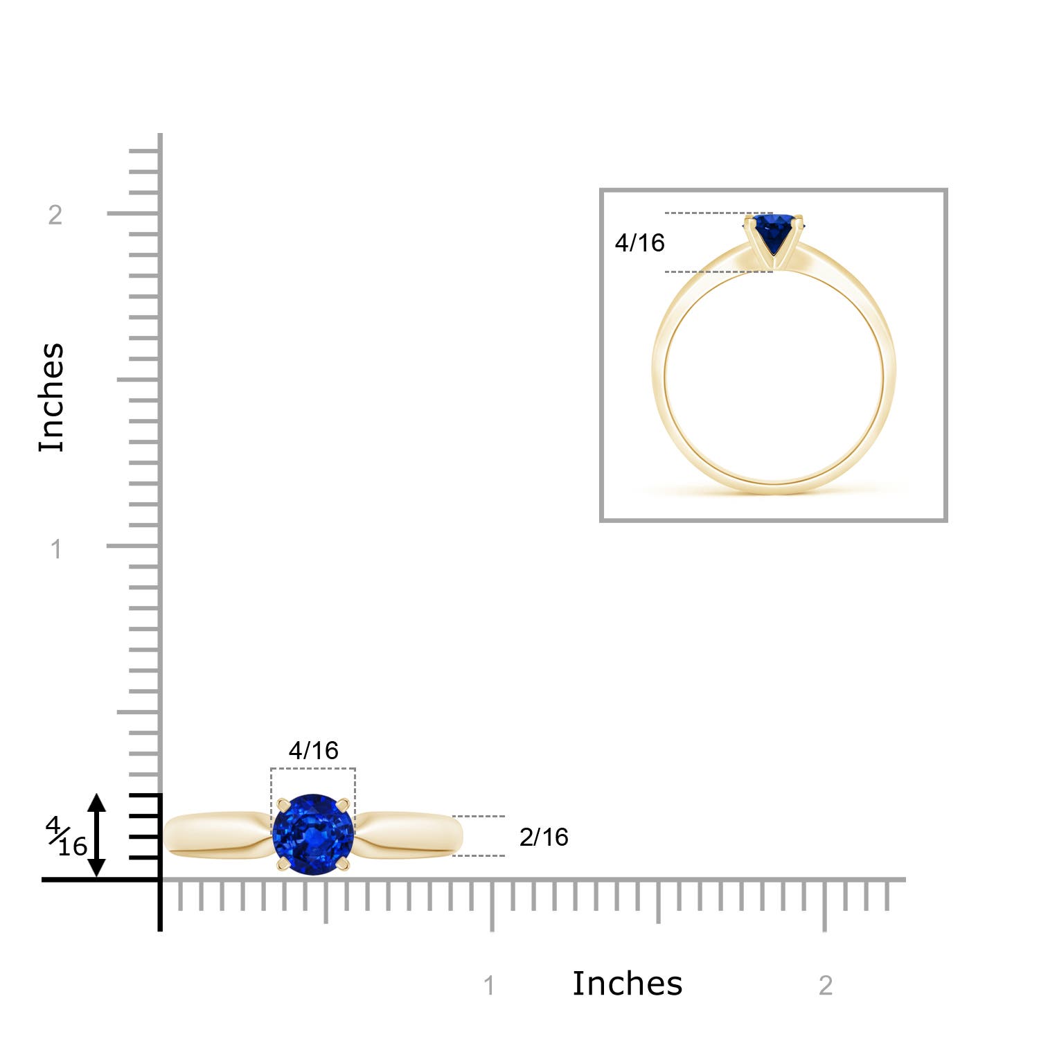 AAAA - Blue Sapphire / 1 CT / 14 KT Yellow Gold