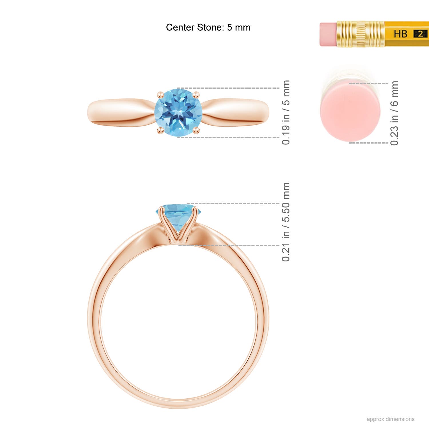 A - Swiss Blue Topaz / 0.6 CT / 14 KT Rose Gold