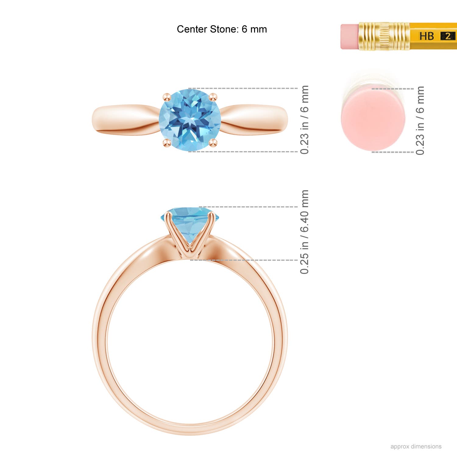 A - Swiss Blue Topaz / 0.95 CT / 14 KT Rose Gold