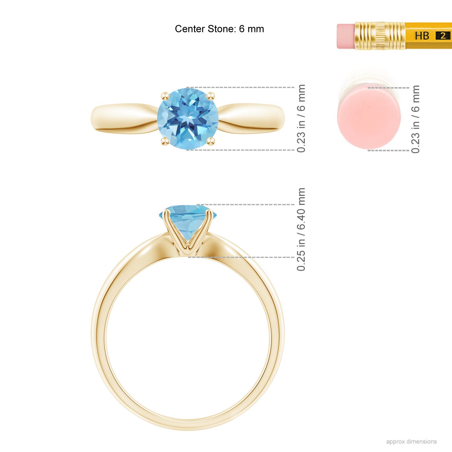 A - Swiss Blue Topaz / 0.95 CT / 14 KT Yellow Gold