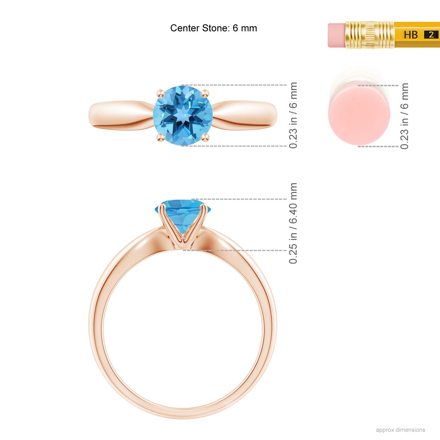 AA - Swiss Blue Topaz / 0.95 CT / 14 KT Rose Gold