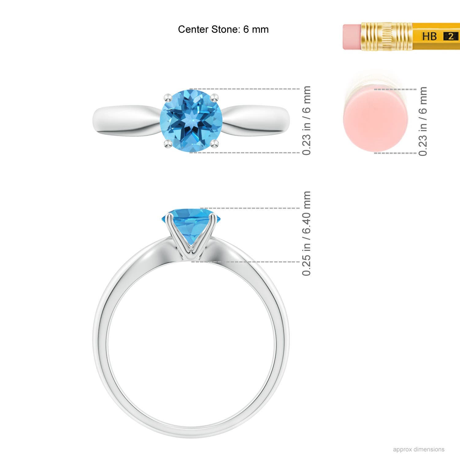 AA - Swiss Blue Topaz / 0.95 CT / 14 KT White Gold