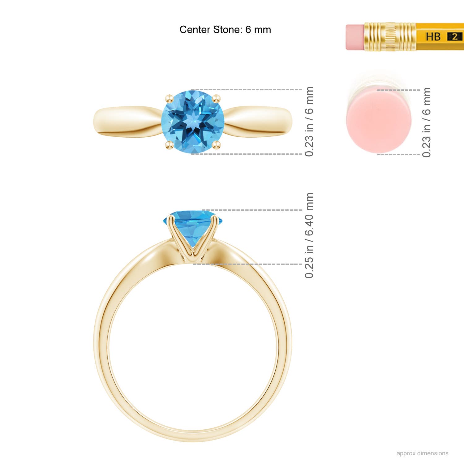 AA - Swiss Blue Topaz / 0.95 CT / 14 KT Yellow Gold