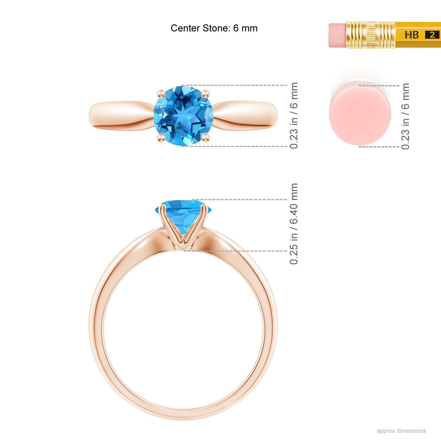 AAA - Swiss Blue Topaz / 0.95 CT / 14 KT Rose Gold