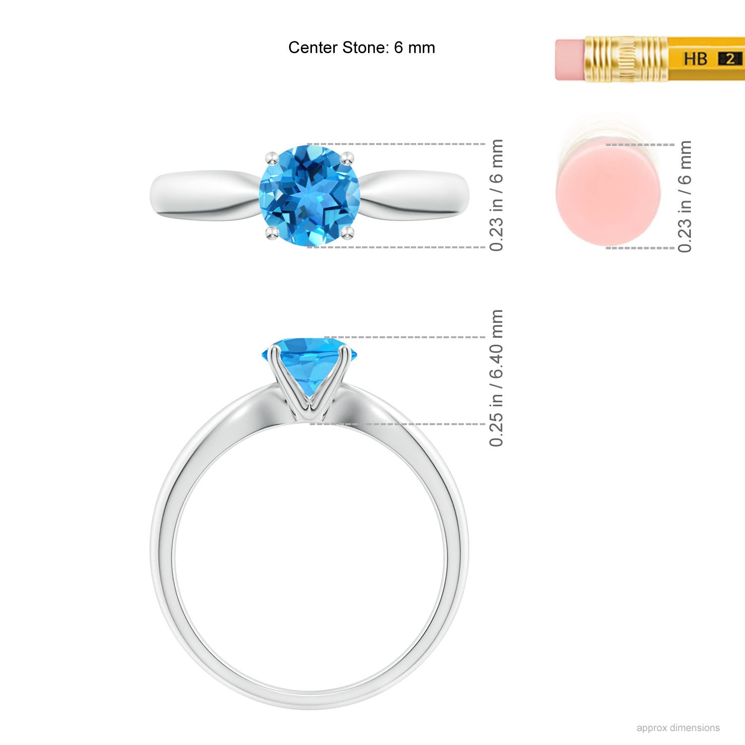 AAA - Swiss Blue Topaz / 0.95 CT / 14 KT White Gold