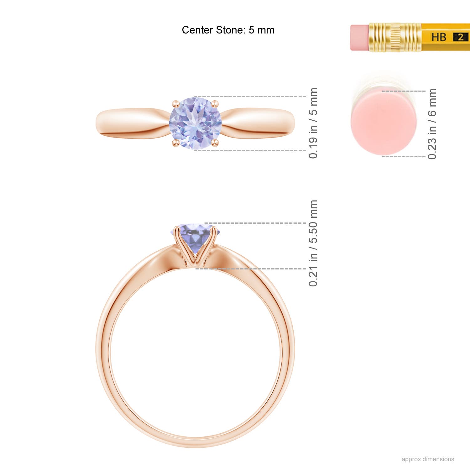 A - Tanzanite / 0.5 CT / 14 KT Rose Gold