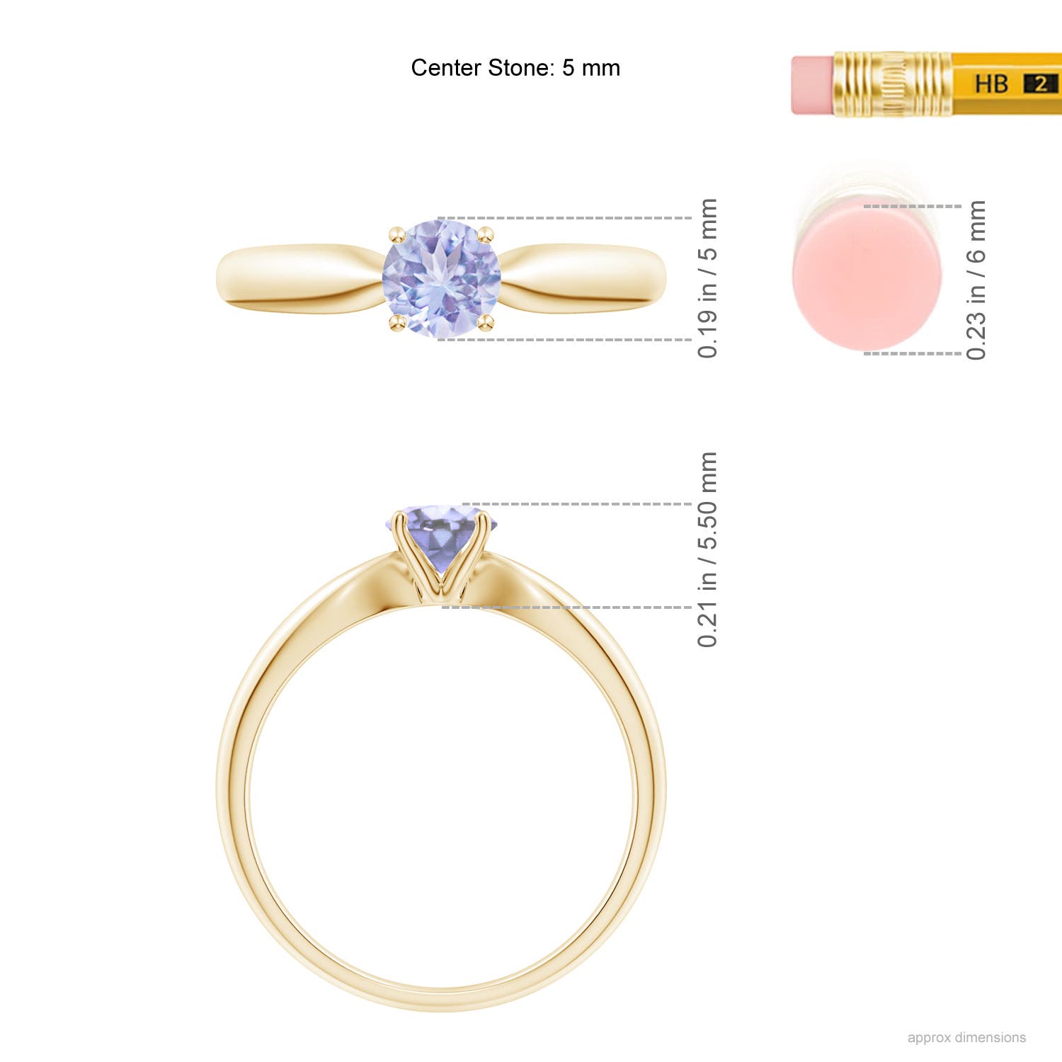 A - Tanzanite / 0.5 CT / 14 KT Yellow Gold