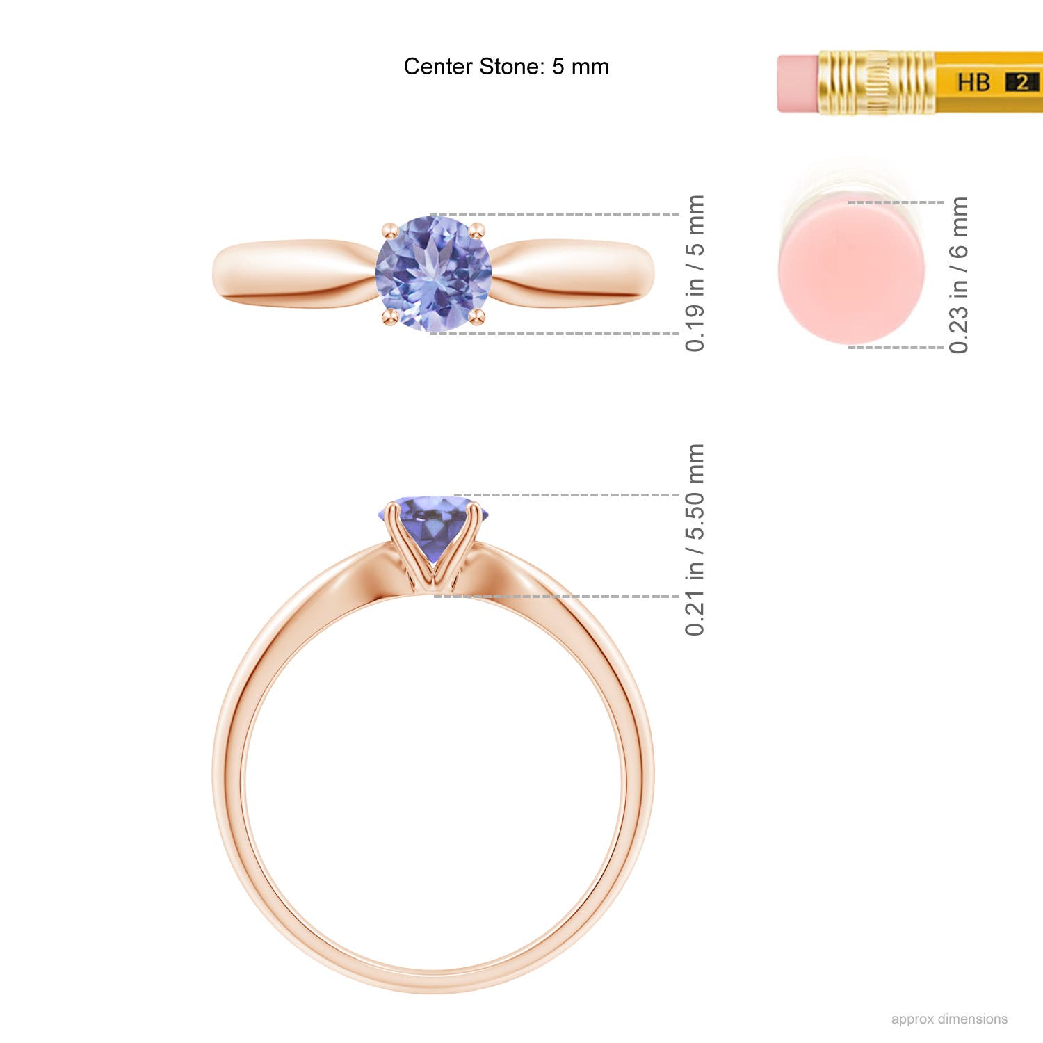 AA - Tanzanite / 0.5 CT / 14 KT Rose Gold