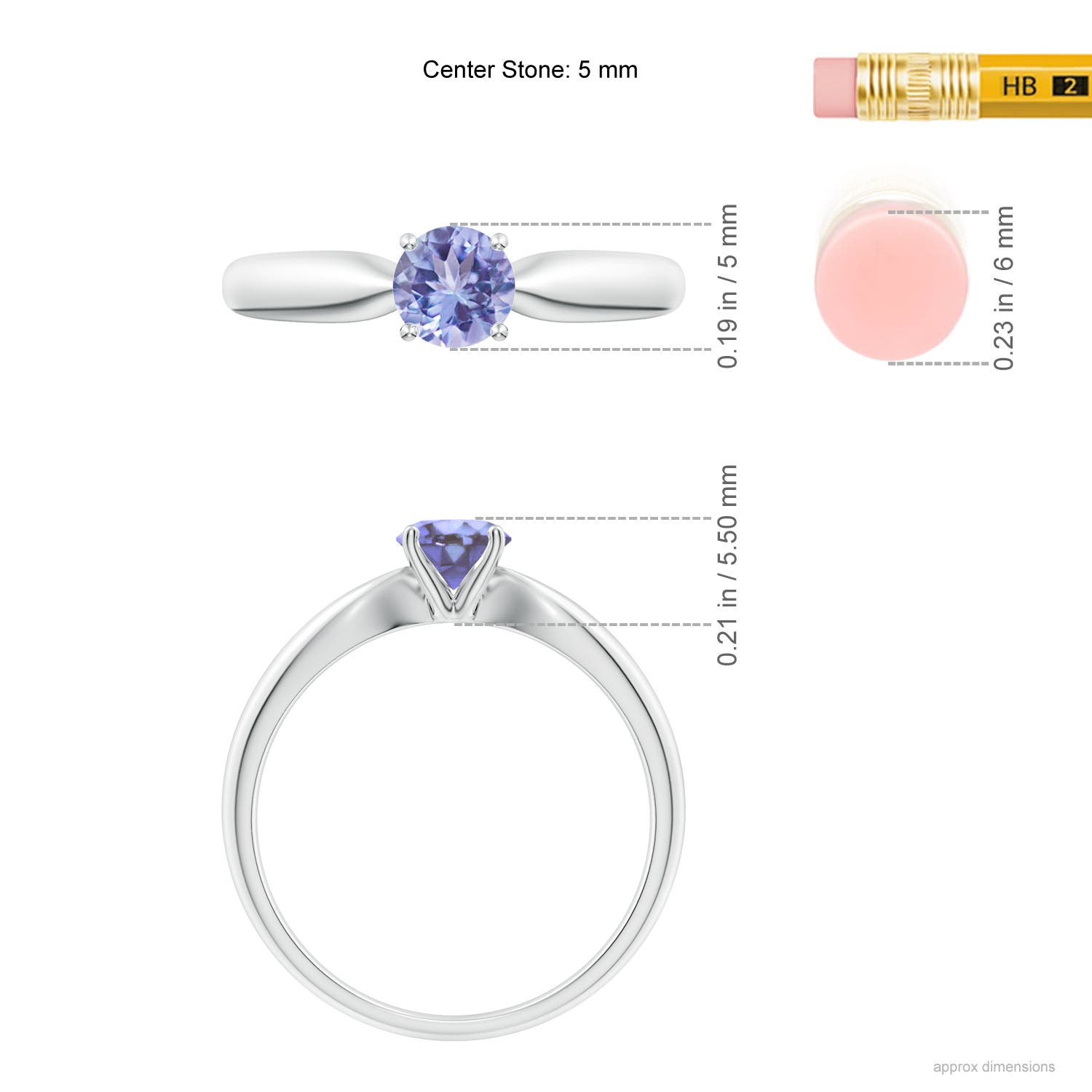 AA - Tanzanite / 0.5 CT / 14 KT White Gold