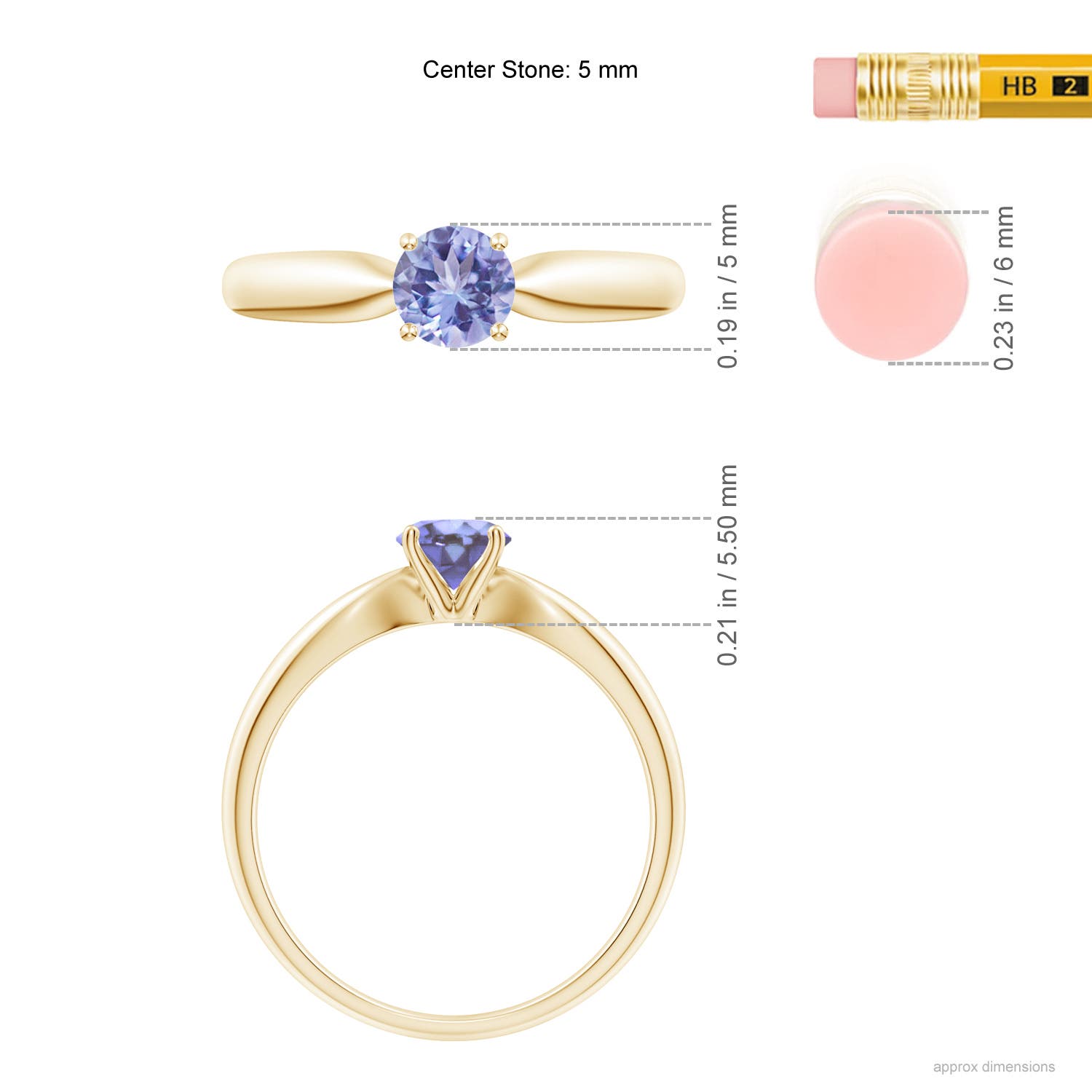 AA - Tanzanite / 0.5 CT / 14 KT Yellow Gold