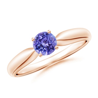 5mm AAA Solitaire Round Tanzanite Tapered Shank Ring in Rose Gold