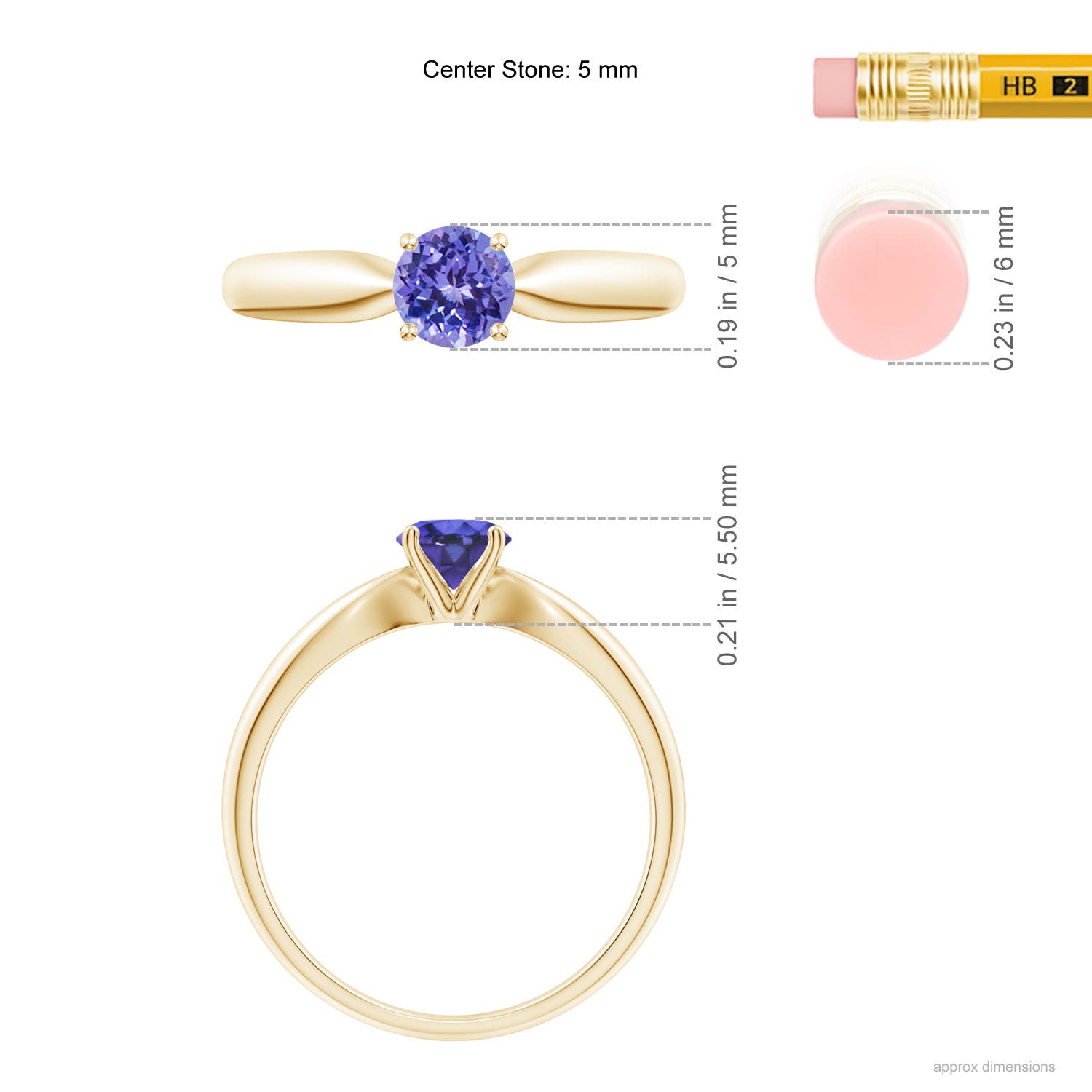 AAA - Tanzanite / 0.5 CT / 14 KT Yellow Gold