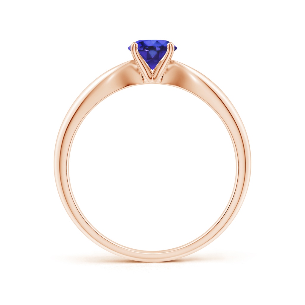 5mm AAAA Solitaire Round Tanzanite Tapered Shank Ring in Rose Gold Side-1