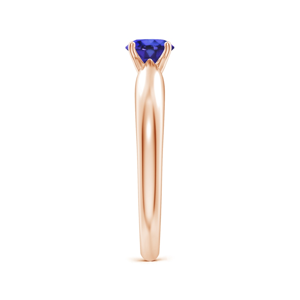 5mm AAAA Solitaire Round Tanzanite Tapered Shank Ring in Rose Gold Side-2
