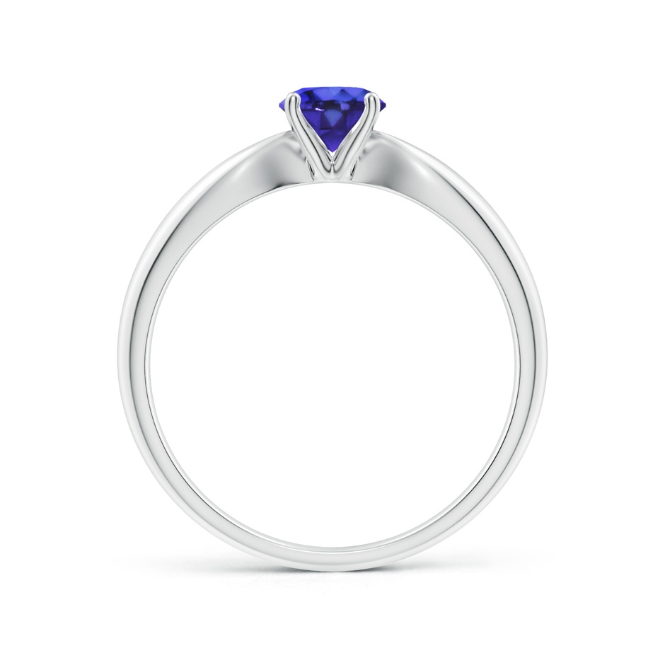 5mm AAAA Solitaire Round Tanzanite Tapered Shank Ring in White Gold side-1