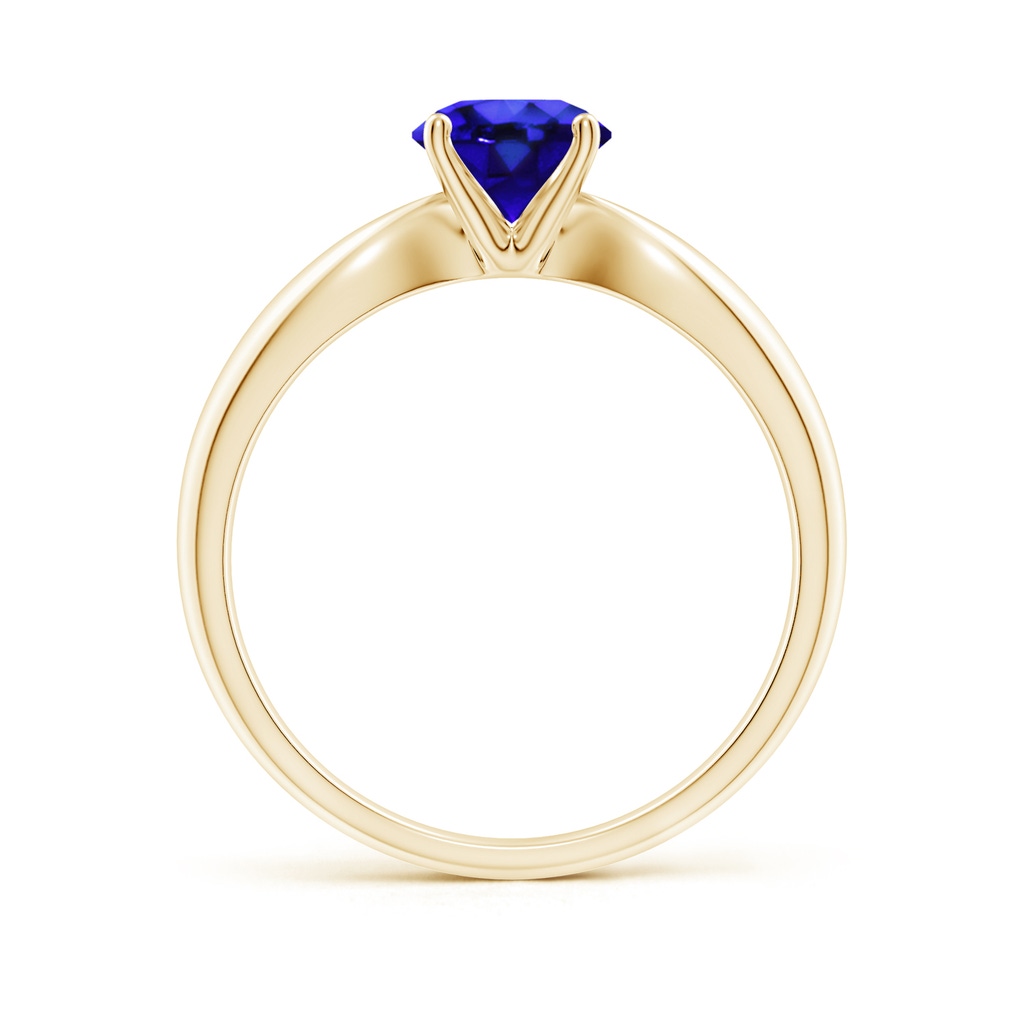 6mm AAA Solitaire Round Tanzanite Tapered Shank Ring in Yellow Gold Side-1